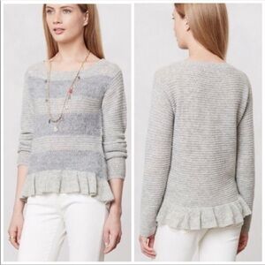 Sleeping on Snow Anthropologie Nuvola Sweater Womens M Wool Blend Ruffle Eyelash